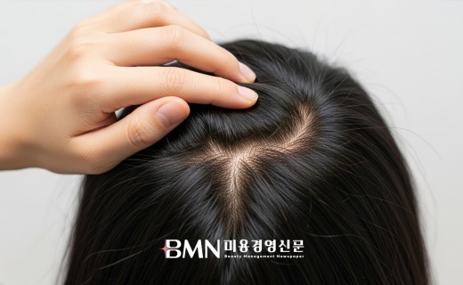 두피열감 증상을 확인하는 가르마 두피 상태 이미지