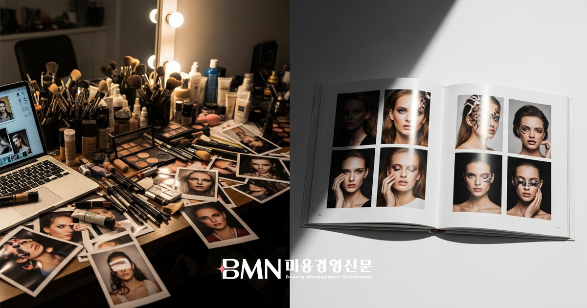 미용 포트폴리오 준비 과정과 완성된 포트폴리오 비교
