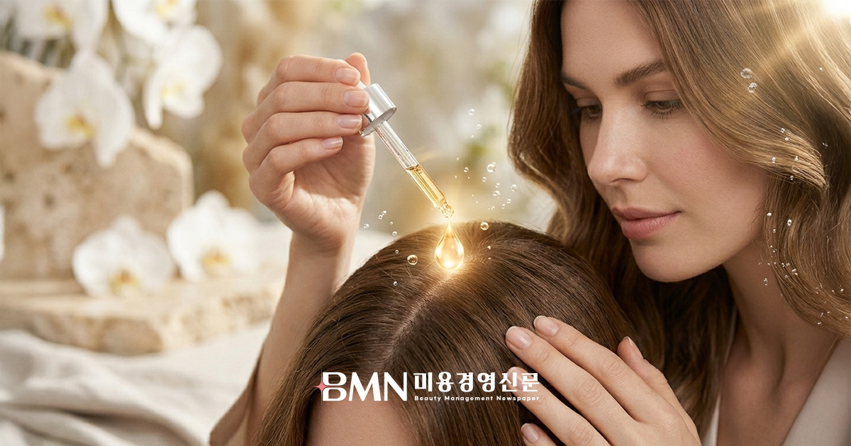 두피에 직접 영양을 공급하는 우아한 홈 스파 순간